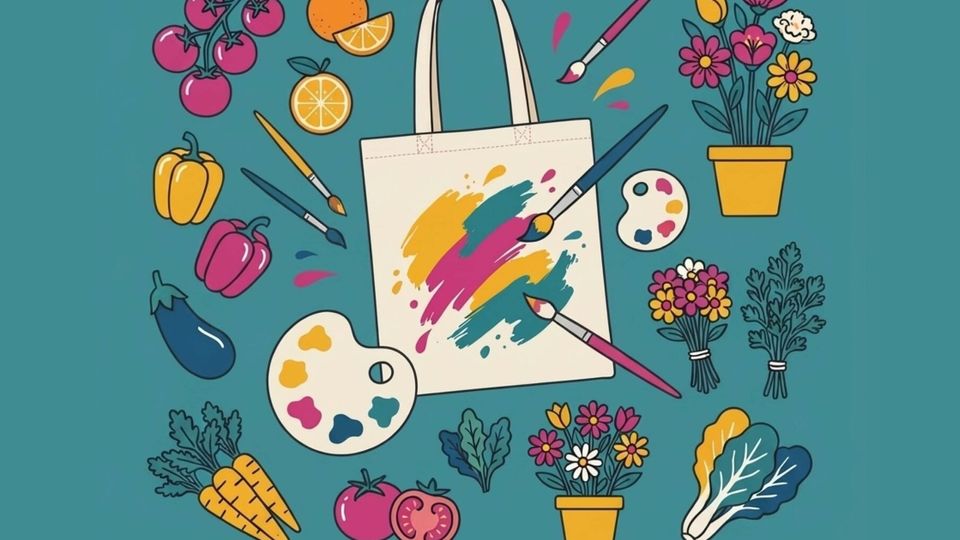 Taller: De la plaça al mercat. Pinta la teua bossa